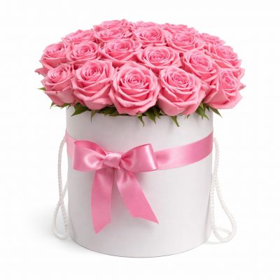 Цветы в коробке «Розовые Розы»
